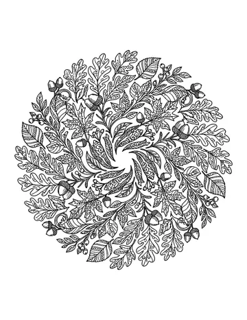 Coloring page: Autumn leaf mandala