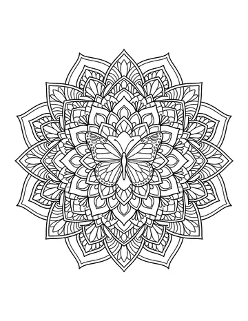 Coloring page: Butterfly mandala