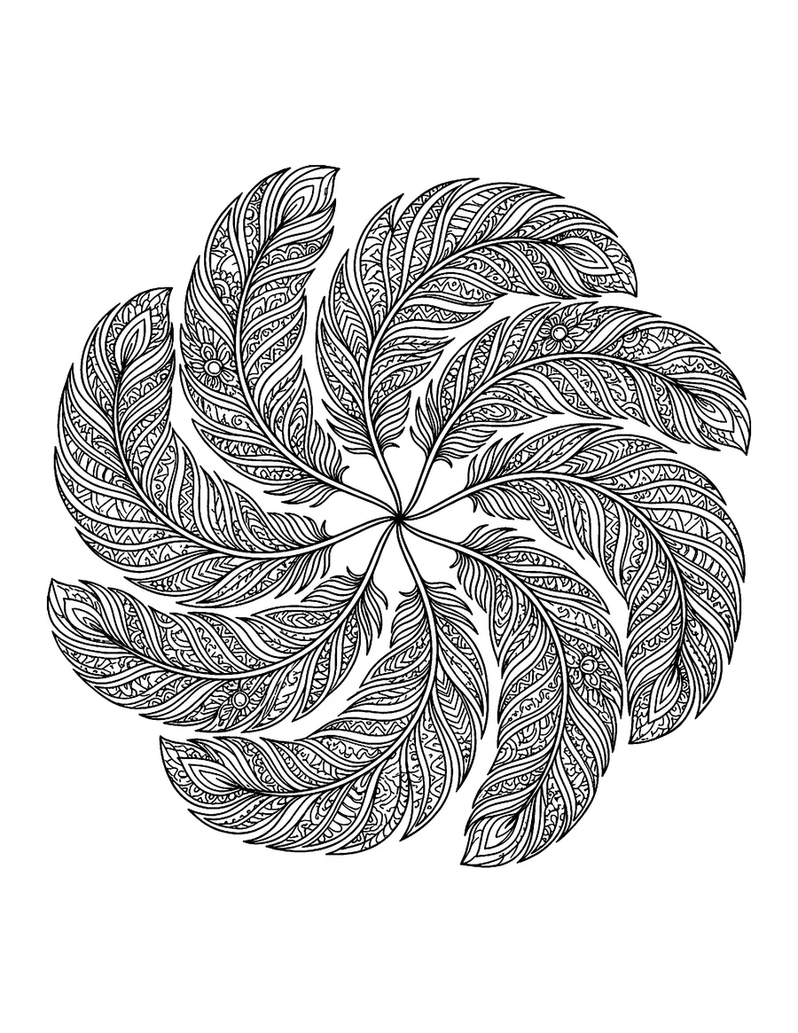 Coloring page: Feather mandala