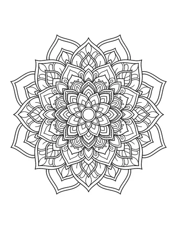 Coloring page: Lotus mandala with layered petals