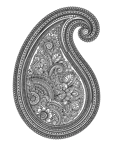 Coloring page: Paisley teardrop mandala with beaded rings