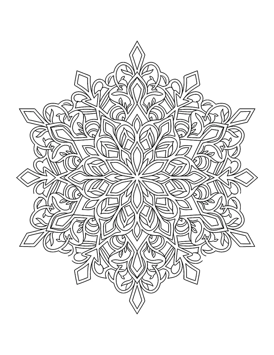 Coloring page: Snowflake mandala