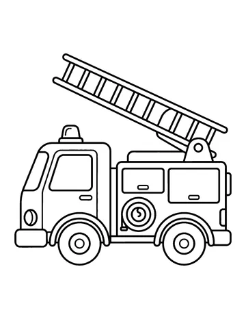 Coloring page: Fire truck with a raised ladder